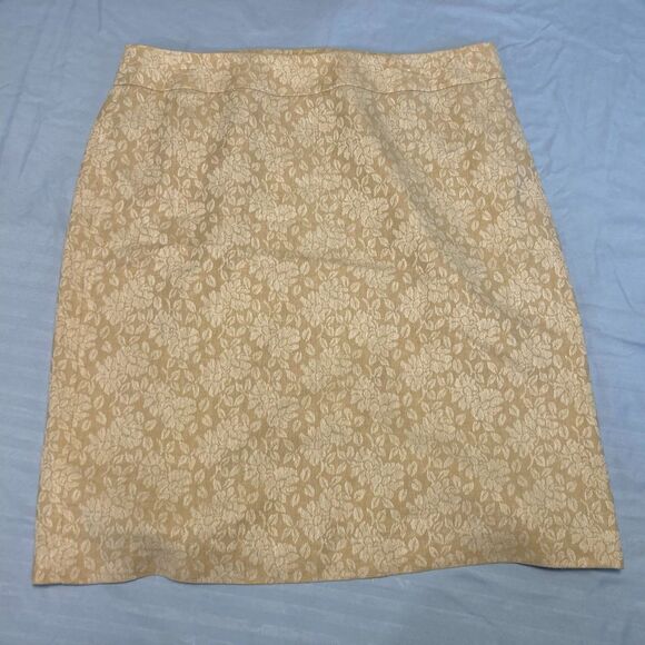 Villager Liz Claiborne Linen Skirt 14 Floral Jacquard Pencil Lined Cottage Class - Picture 2 of 9